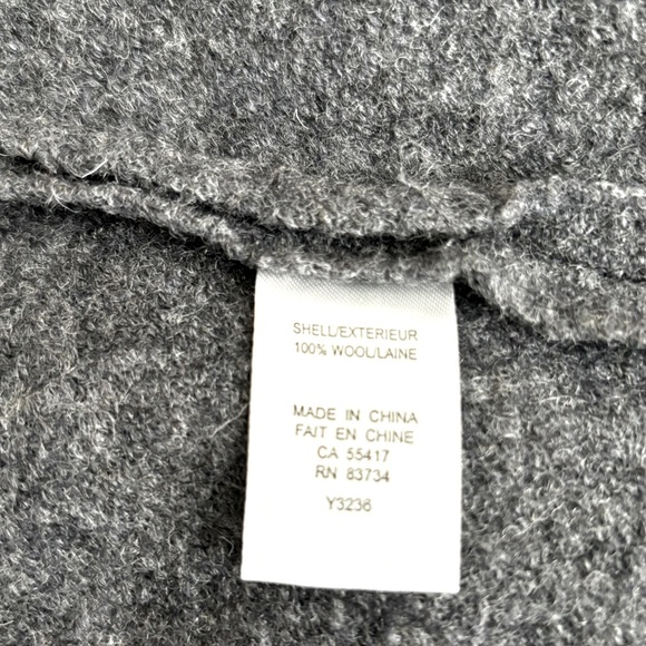 LINEA DOMANI GRAY HOODED 100%WOOL TOP JACKET. LONG SLEEVE THREE BUTTON  SZ. SP - Picture 5 of 8